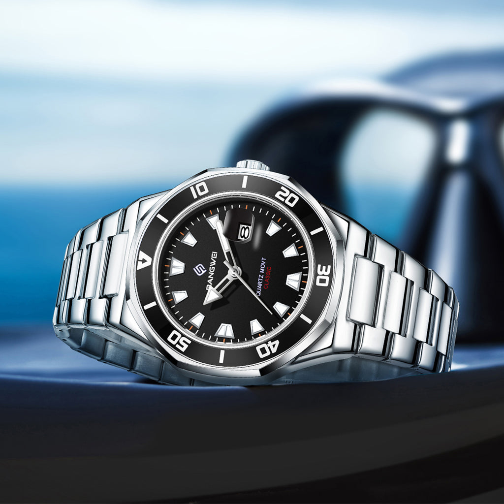 LIGE men's quartz watch with three-hand calendar movement, high-end quartz watch, water-resistant watch, top brand, stainless steel strap, zinc alloy case