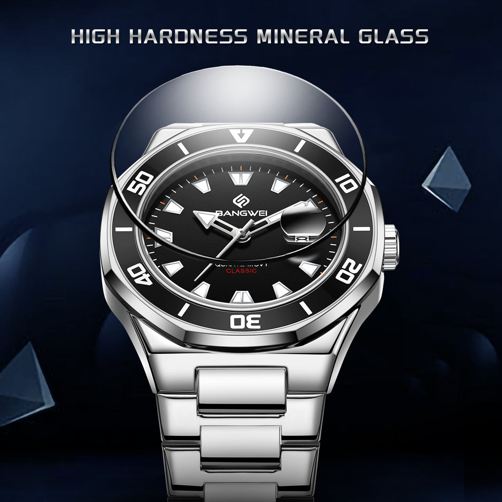 LIGE men's quartz watch with three-hand calendar movement, high-end quartz watch, water-resistant watch, top brand, stainless steel strap, zinc alloy case