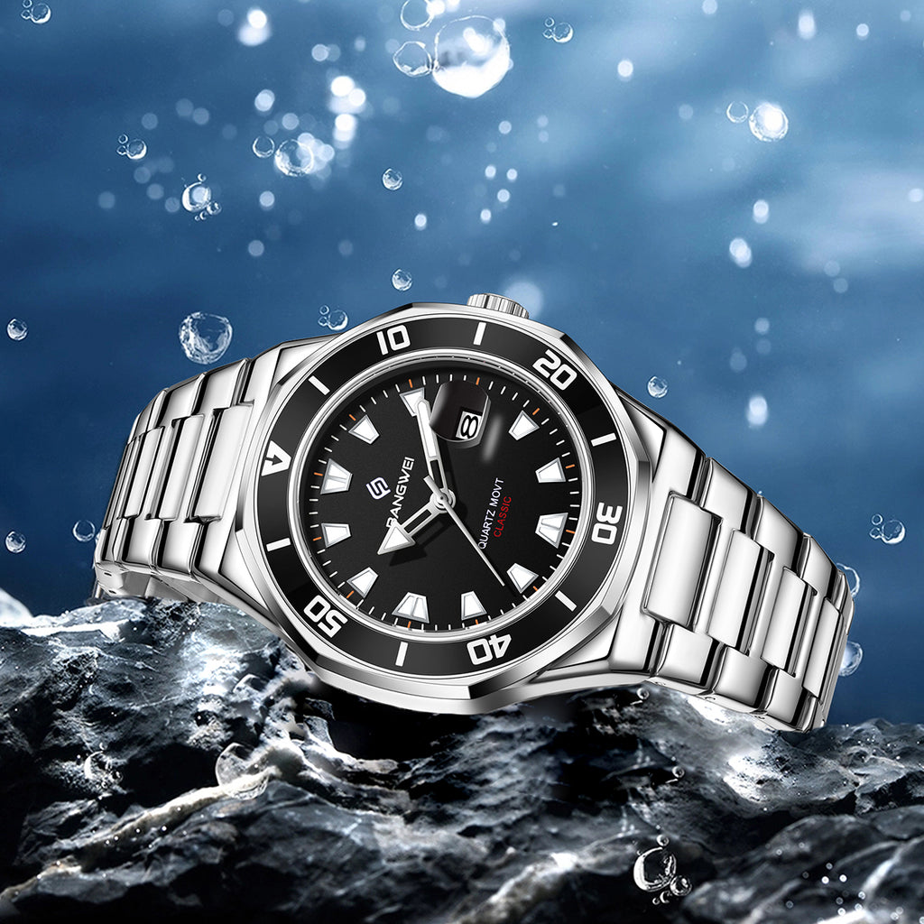 LIGE men's quartz watch with three-hand calendar movement, high-end quartz watch, water-resistant watch, top brand, stainless steel strap, zinc alloy case