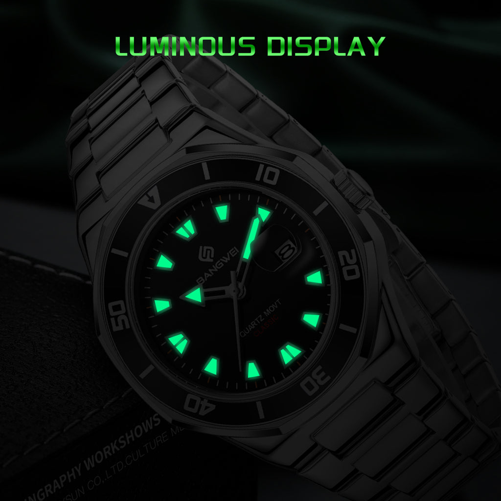 LIGE men's quartz watch with three-hand calendar movement, high-end quartz watch, water-resistant watch, top brand, stainless steel strap, zinc alloy case