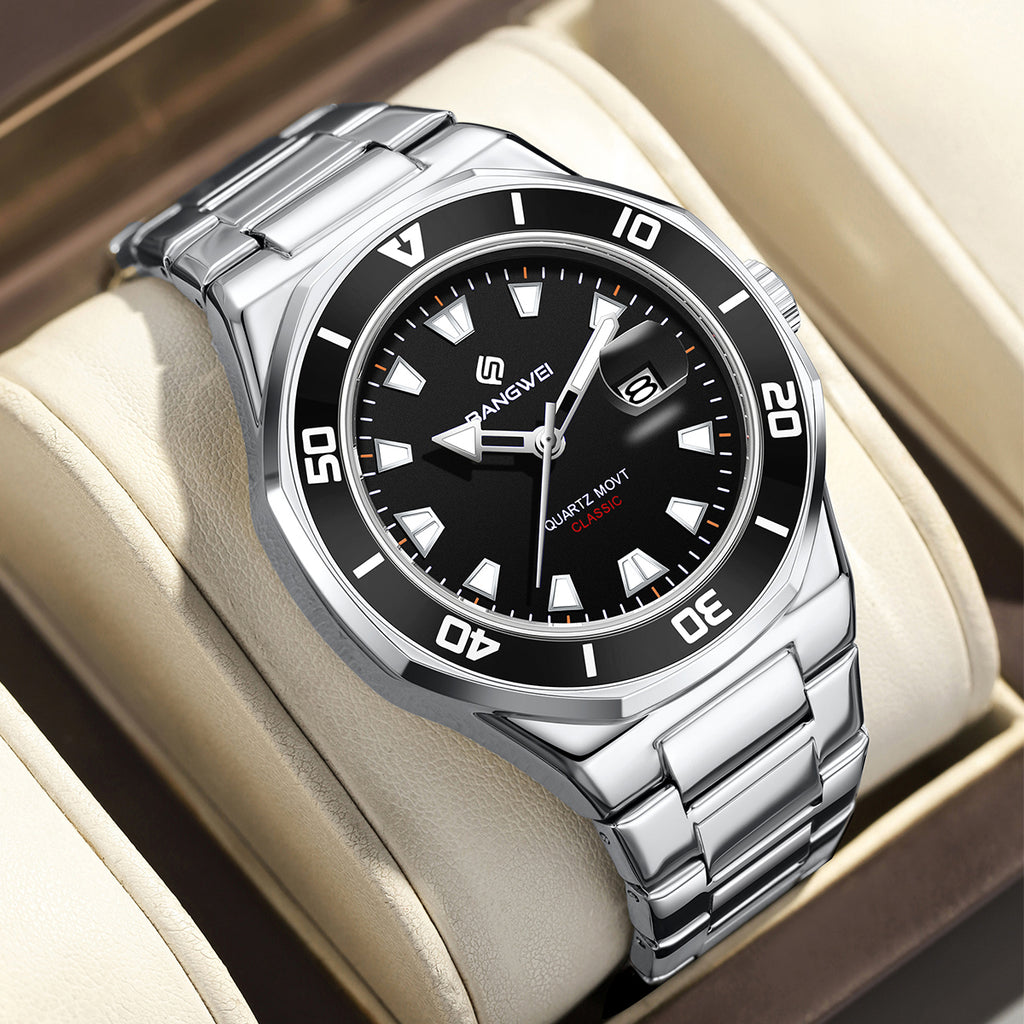 LIGE men's quartz watch with three-hand calendar movement, high-end quartz watch, water-resistant watch, top brand, stainless steel strap, zinc alloy case