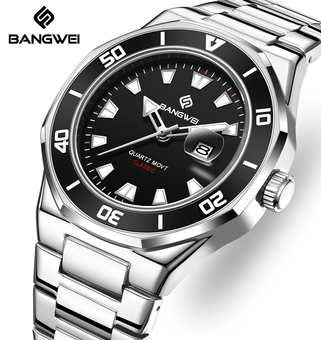 LIGE men's quartz watch with three-hand calendar movement, high-end quartz watch, water-resistant watch, top brand, stainless steel strap, zinc alloy case