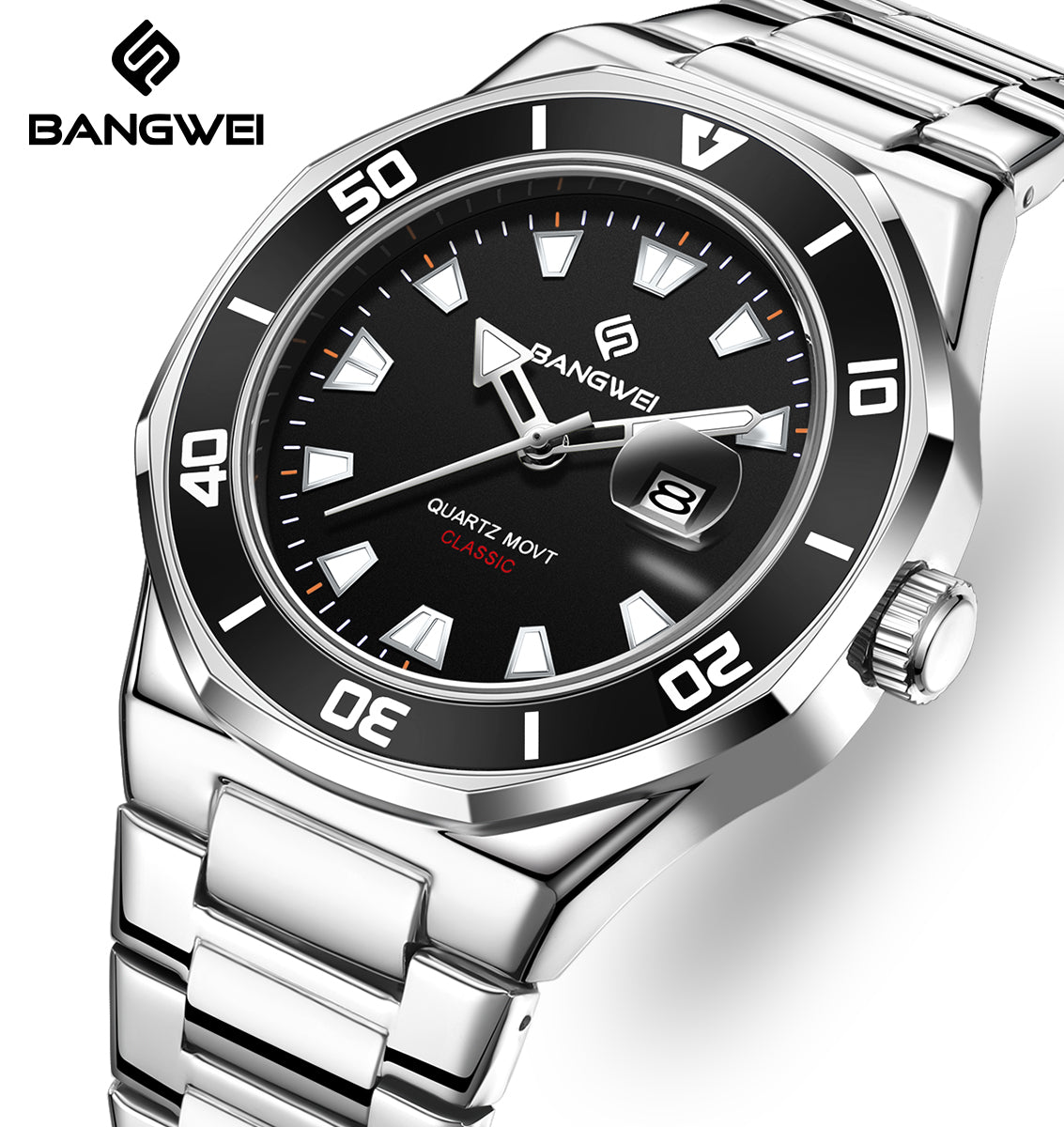 LIGE men's quartz watch with three-hand calendar movement, high-end quartz watch, water-resistant watch, top brand, stainless steel strap, zinc alloy case