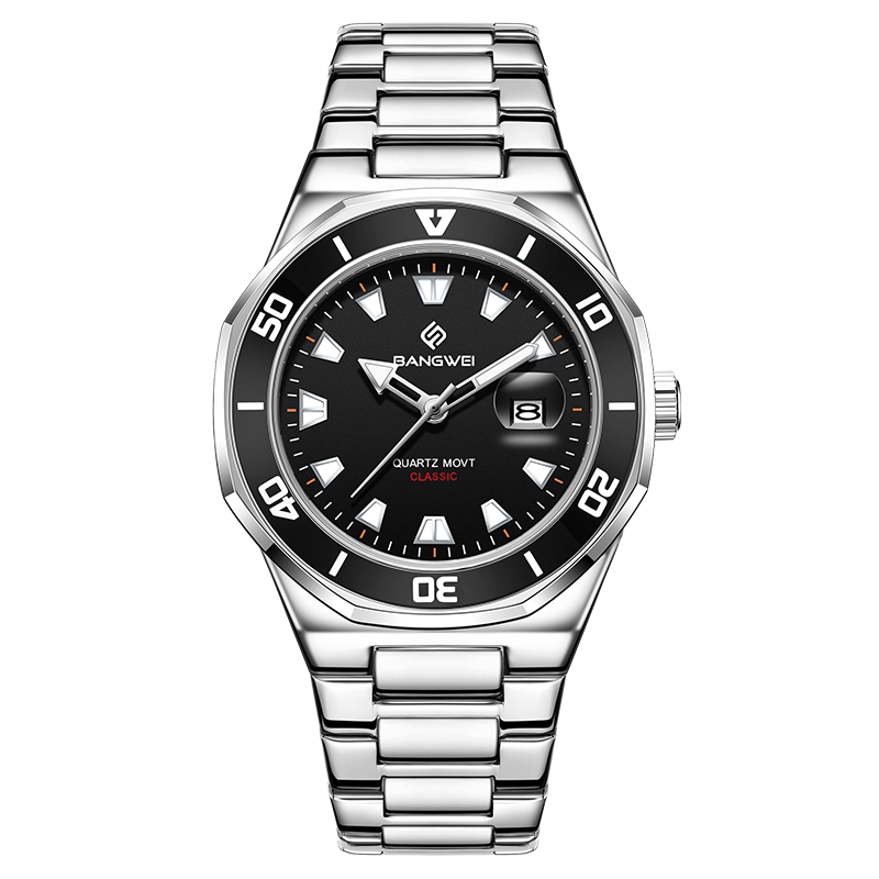 LIGE men's quartz watch with three-hand calendar movement, high-end quartz watch, water-resistant watch, top brand, stainless steel strap, zinc alloy case